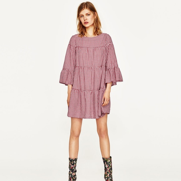 Zara Dresses & Skirts - ZARA SS17 RED GINGHAM MINI DRESS